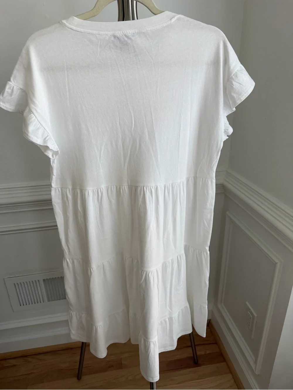 J.CREW White Broken-in jersey tiered mini dress Size Small